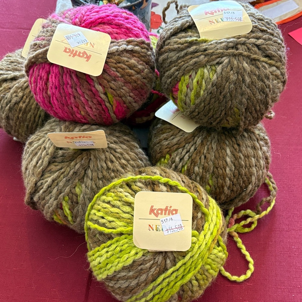 Multicolor Yarn Bundle- Pink, Green, and Brown